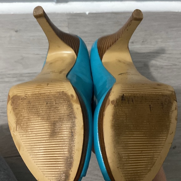 Nine West Teal Danee Peep-Toe Pumps - Picture 2 of 4